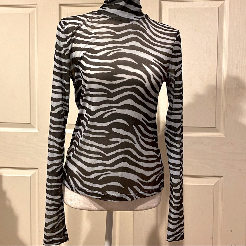 STAUD Mesh Zebra Print Top